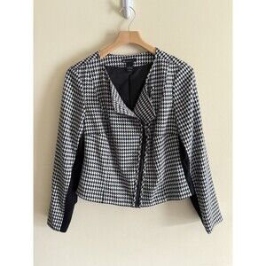 Lane Bryant Women's Plus Size Houndstooth Moto Blazer Jacket Sz 14‎